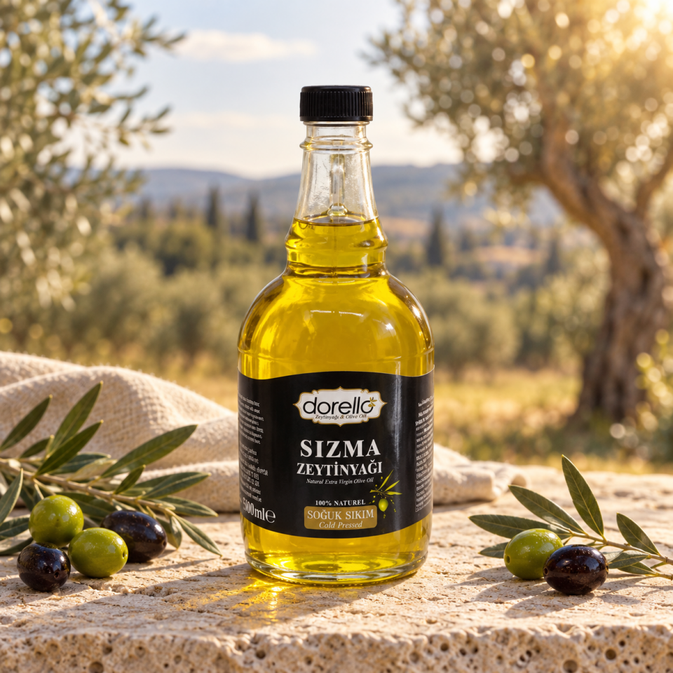 Dorello Natürel İlk Hasat Soğuk Sıkım Zeytinyağı 2 Litre Cam Şişe