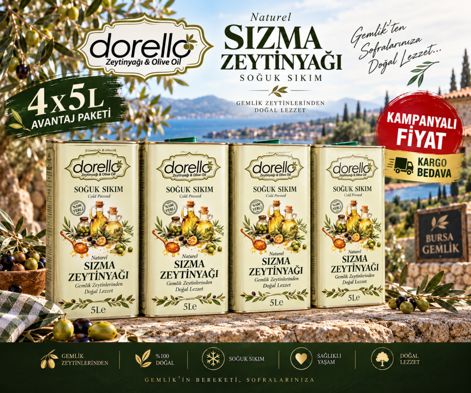 Soğuk Sıkım Naturel Sızma Zeytinyağı 4x5 Litre - Dorello Zeytinyağı