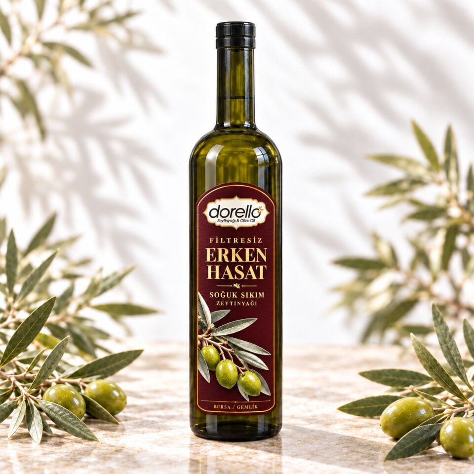 Erken Hasat Zeytinyağı Filtresiz Soğuk Sıkım 500ML Klasik Şişe | Dorello
